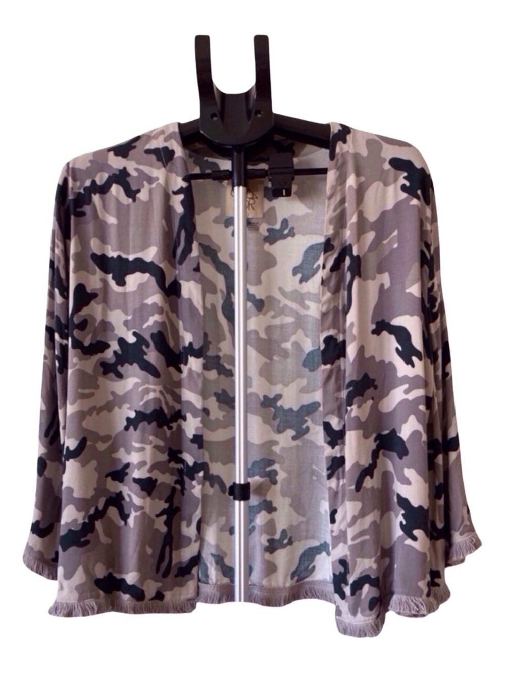 Chaser Camouflage Open Front Jacket in Taupe, Olive & Black